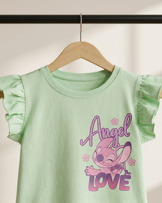 Orijinal Stitch Karakter Baskılı Volanlı 2'li Takım