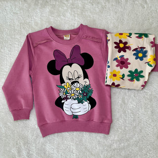 Minnie Çiçek Baskılı İkili Takım
